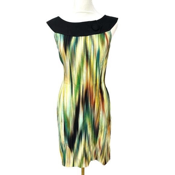 Y2K Vintage KIM ROGERS Sheath Dress Green Stripe Sleeveless Women’s Sz 8 Medium - Picture 3 of 13